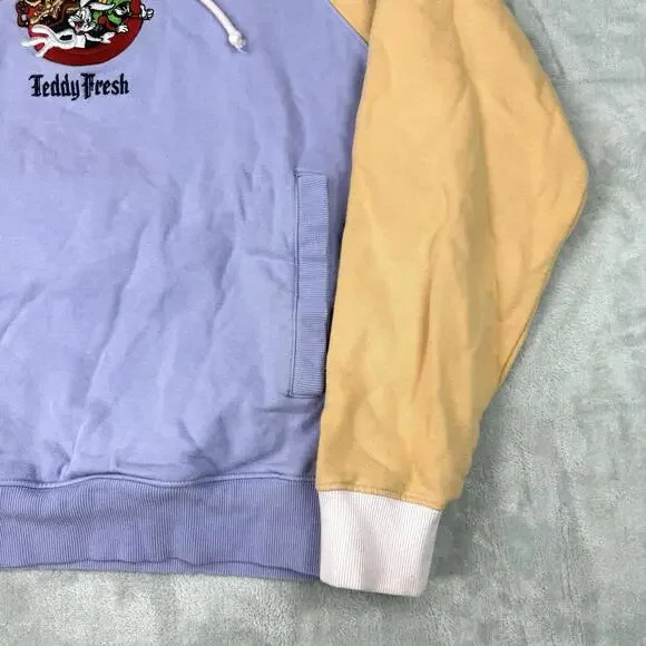 Teddy Fresh x Looney Tunes Colorblock Hoodie Size M Embroidered Graphic Fleece - Picture 8 of 8
